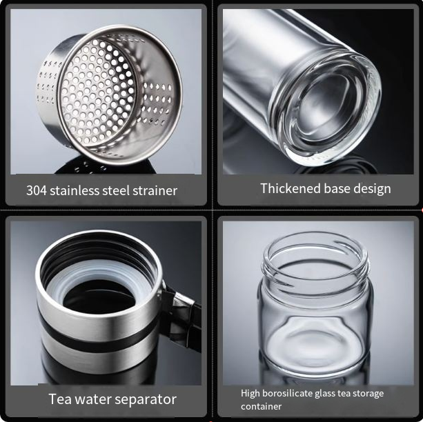 Tea water separation cup brewing tea cup portable filter cup personal tea ceremony double wall glass water cup