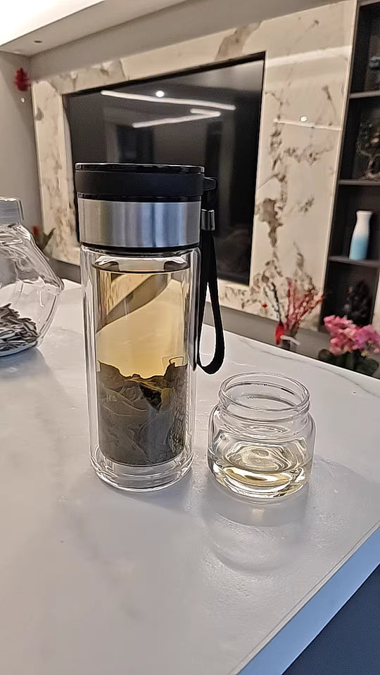 Tea water separation cup brewing tea cup portable filter cup personal tea ceremony double wall glass water cup
