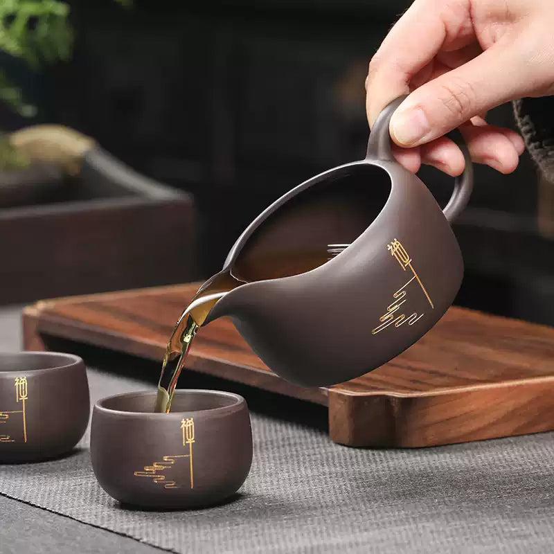 Tao Fuqi Household Purple Sand Kung Fu Tea Set A complete set of ceramic teapots, teacups, tea ceremonies