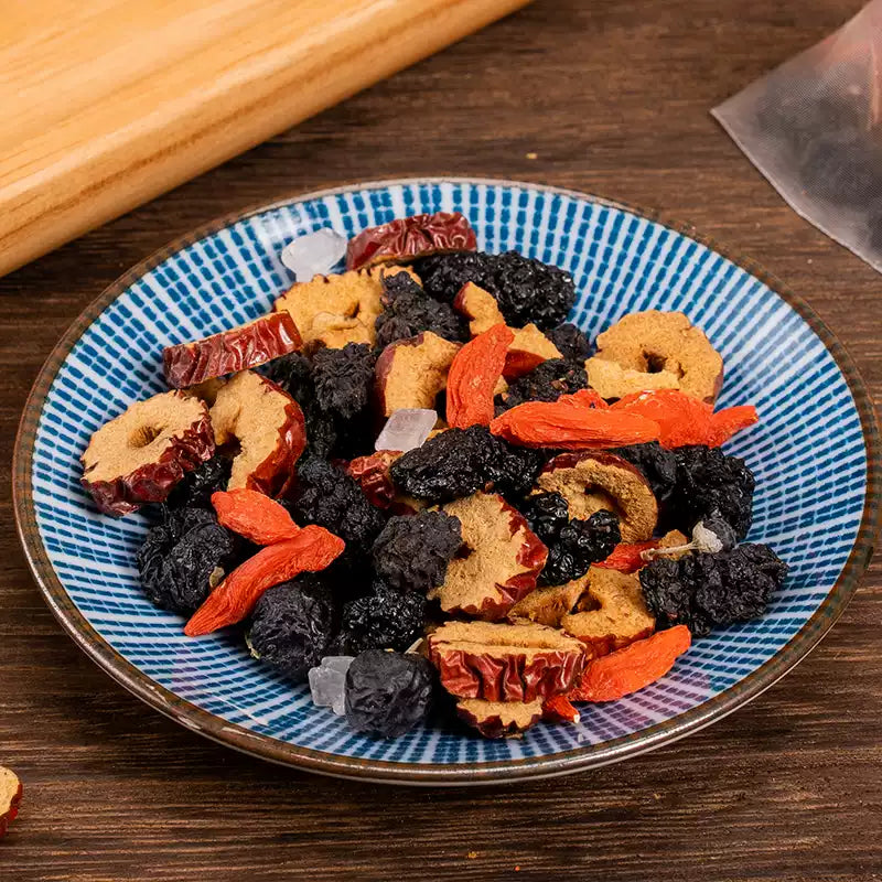 Black and red goji berry, mulberry tea, goji berry and red date, mulberry health tea combination fruit and flower tea