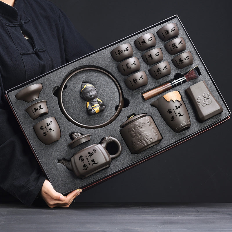 Genuine raw ore purple sand tea set high-end customized gifts for elders, teachers, leaders, and large teapots