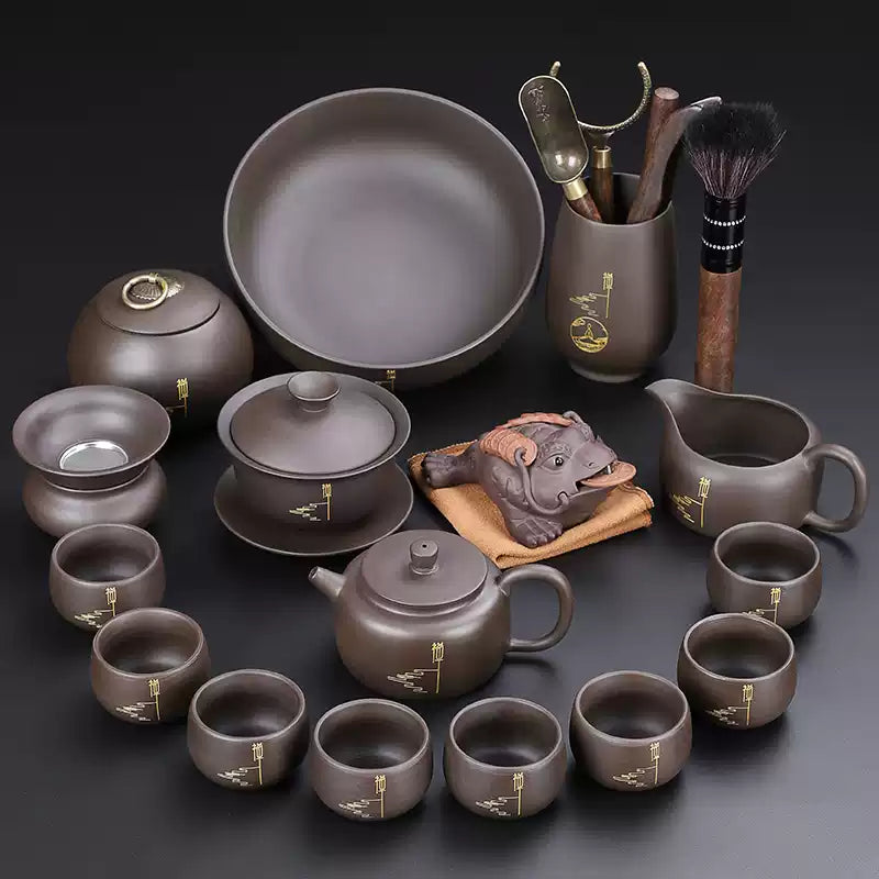Tao Fuqi Household Purple Sand Kung Fu Tea Set A complete set of ceramic teapots, teacups, tea ceremonies