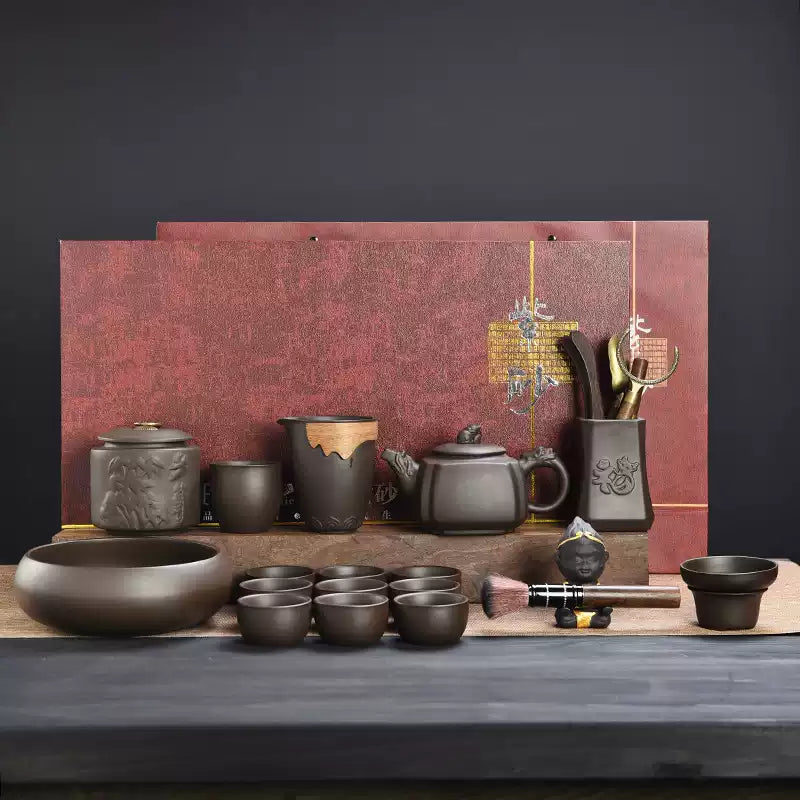 Genuine raw ore purple sand tea set high-end customized gifts for elders, teachers, leaders, and large teapots